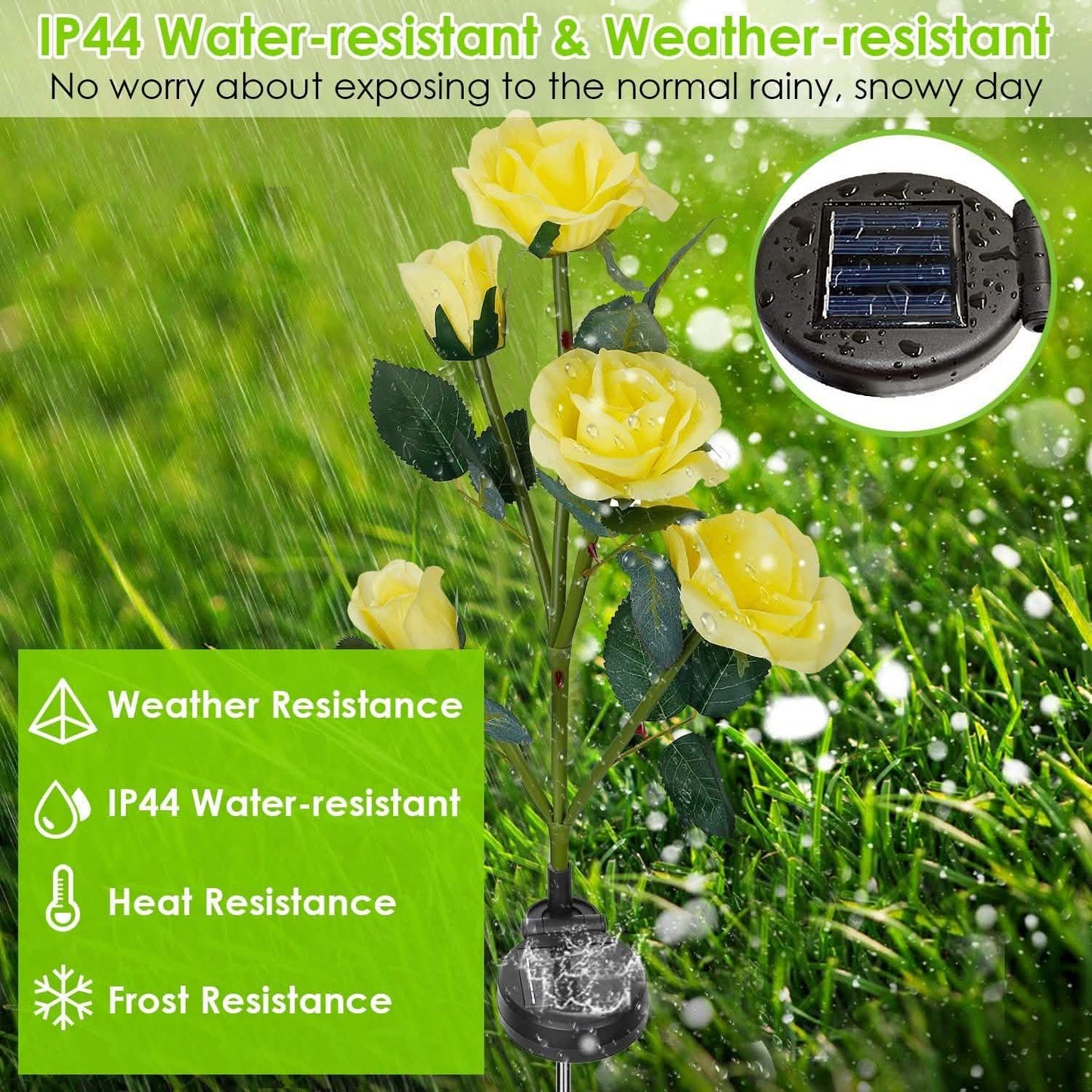 2-Pack: Solar Powered Rose Flower LED Decorative Lamp Outdoor Lighting - Tophatter Daily Deals