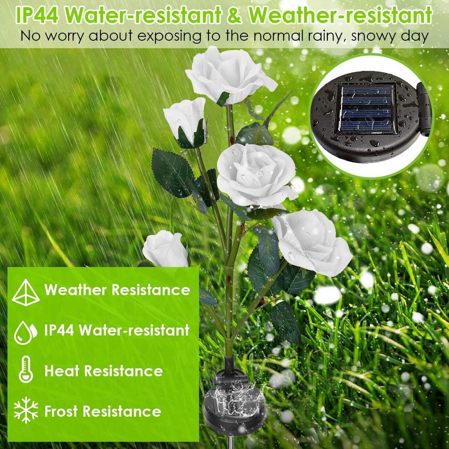 2-Pack: Solar Powered Rose Flower LED Decorative Lamp Outdoor Lighting - Tophatter Daily Deals