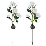 2-Pack: Solar Powered Rose Flower LED Decorative Lamp White Outdoor Lighting - Tophatter Daily Deals