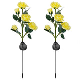 2-Pack: Solar Powered Rose Flower LED Decorative Lamp Yellow Outdoor Lighting - Tophatter Daily Deals