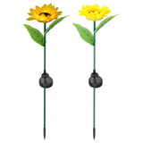 2-Pack: Solar Powered Sunflower Lights LED Decorative Stake Lamp Garden & Patio - Tophatter Daily Deals