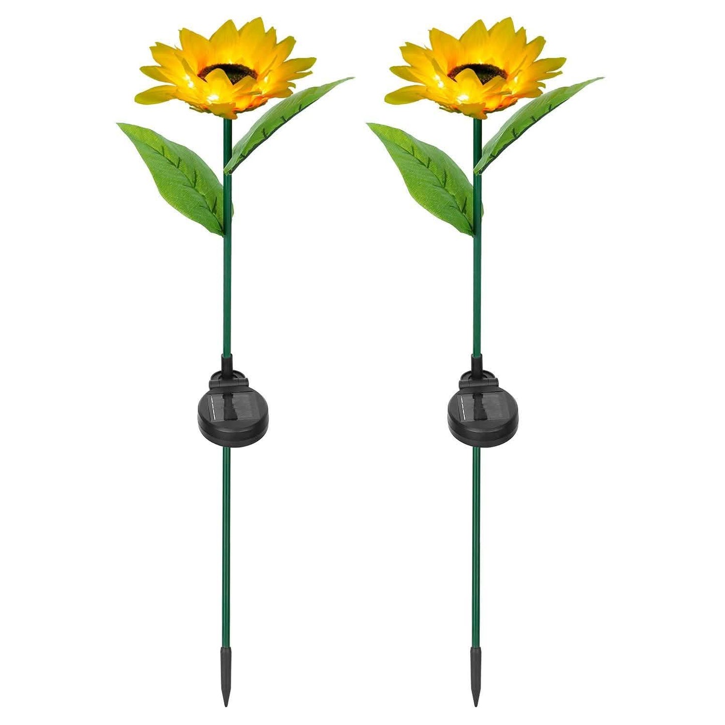 2-Pack: Solar Powered Sunflower Lights LED Decorative Stake Lamp Garden & Patio - Tophatter Daily Deals