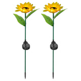 2-Pack: Solar Powered Sunflower Lights LED Decorative Stake Lamp Garden & Patio - Tophatter Daily Deals