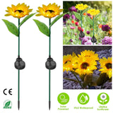 2-Pack: Solar Powered Sunflower Lights LED Decorative Stake Lamp Garden & Patio - Tophatter Daily Deals