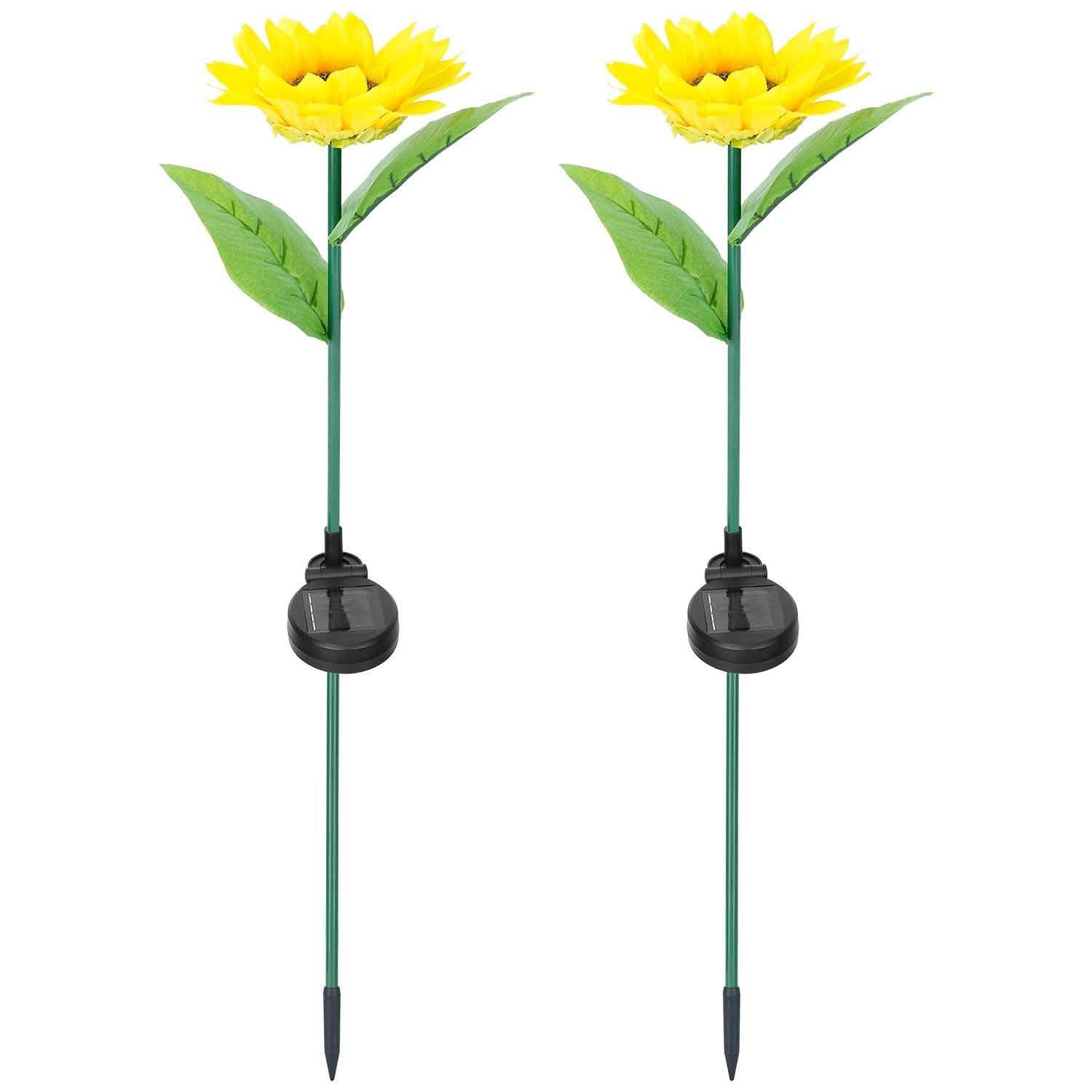 2-Pack: Solar Powered Sunflower Lights LED Decorative Stake Lamp Garden & Patio - Tophatter Daily Deals