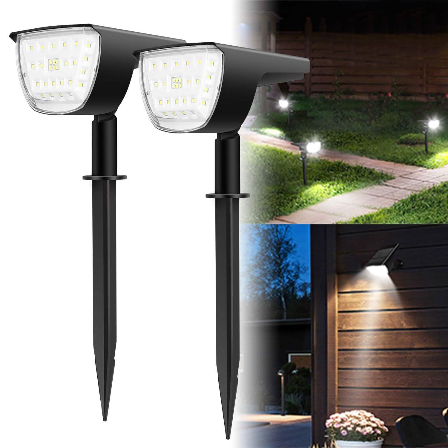 2-Pack: Solarek 32 LEDs Solar Landscape Spotlights Outdoor Lighting - Tophatter Daily Deals