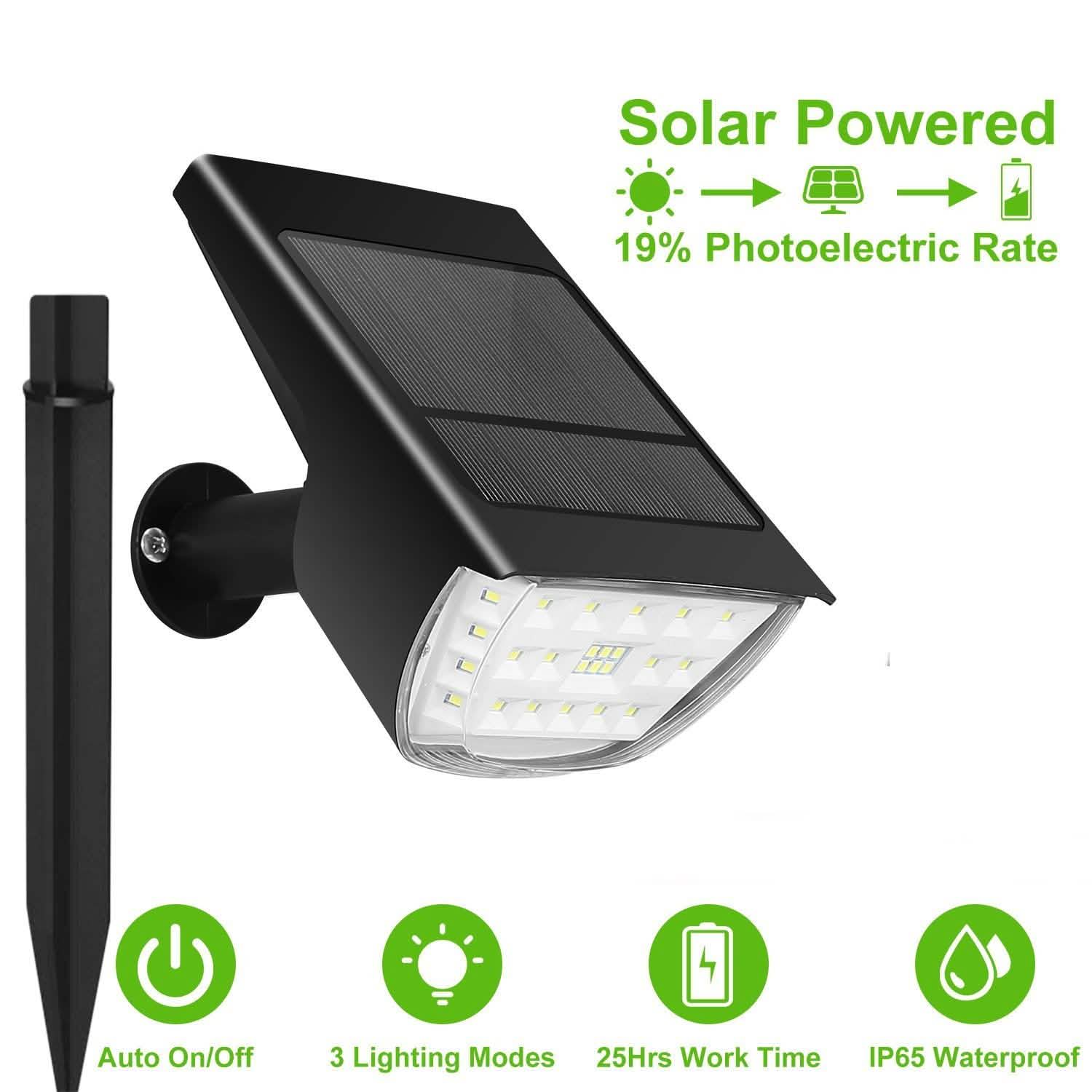 2-Pack: Solarek 32 LEDs Solar Landscape Spotlights Outdoor Lighting - Tophatter Daily Deals