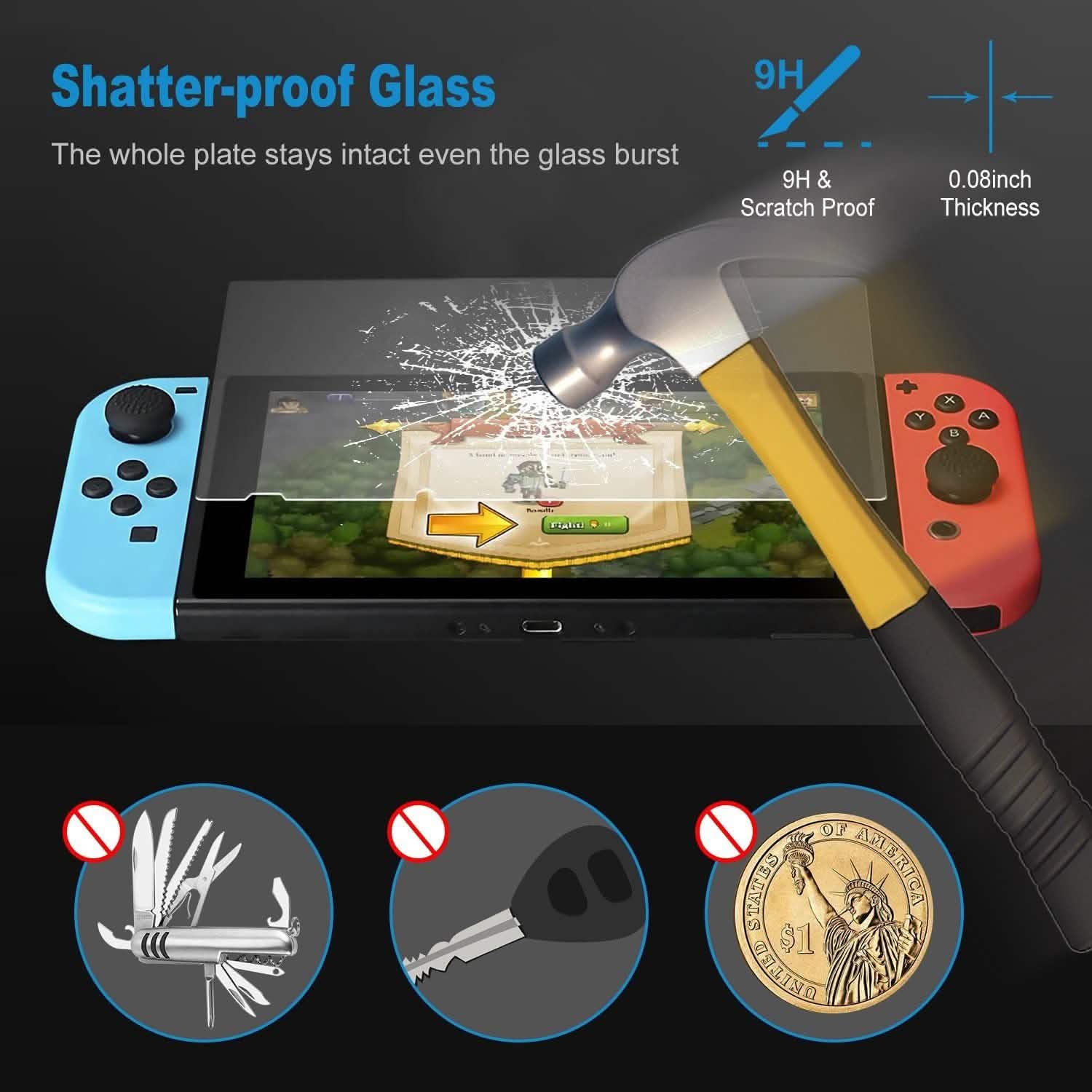 2-Pack: Tempered Glass Screen Protector for Nintendo Switch Video Games & Consoles - Tophatter Daily Deals