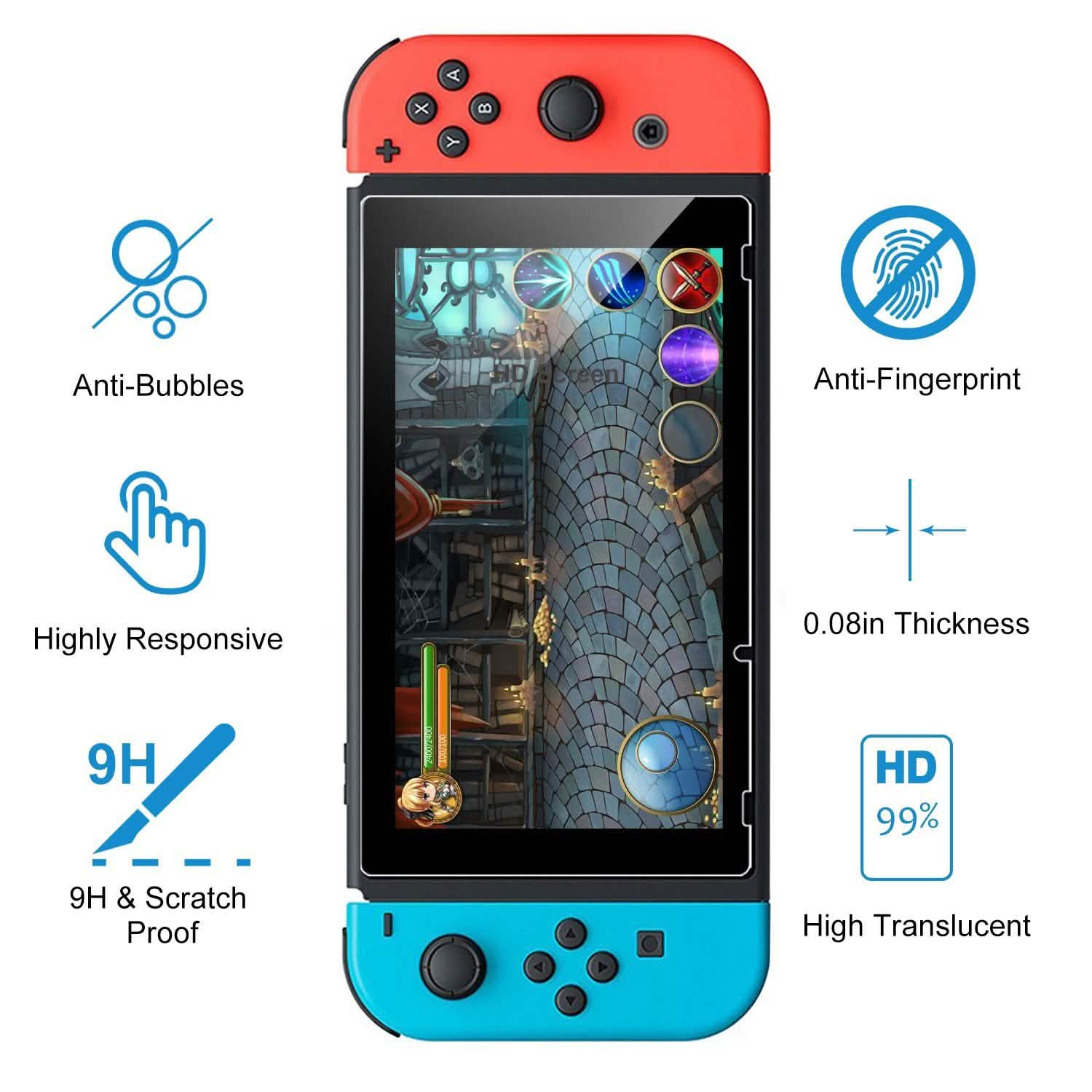 2-Pack: Tempered Glass Screen Protector for Nintendo Switch Video Games & Consoles - Tophatter Daily Deals