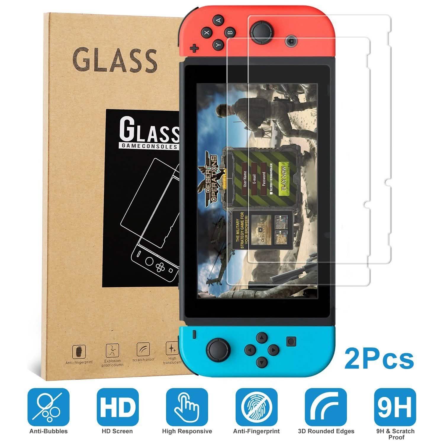 2-Pack: Tempered Glass Screen Protector for Nintendo Switch Video Games & Consoles - Tophatter Daily Deals