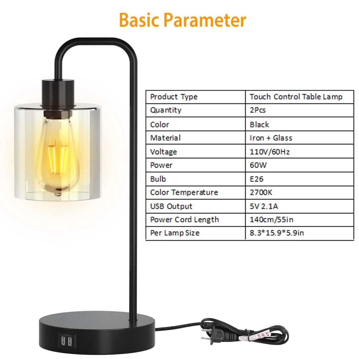 2-Pack: Touch Control Table Lamp Indoor Lighting - Tophatter Daily Deals