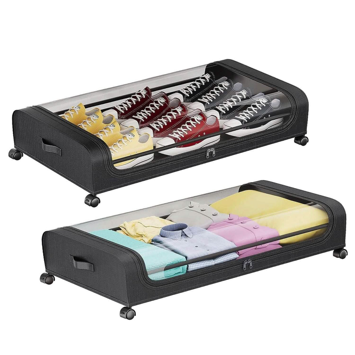 Under-Bed Storage Drawer with Wheels Multipurpose with Clear Window & Label Storage & Organization - Tophatter Daily Deals