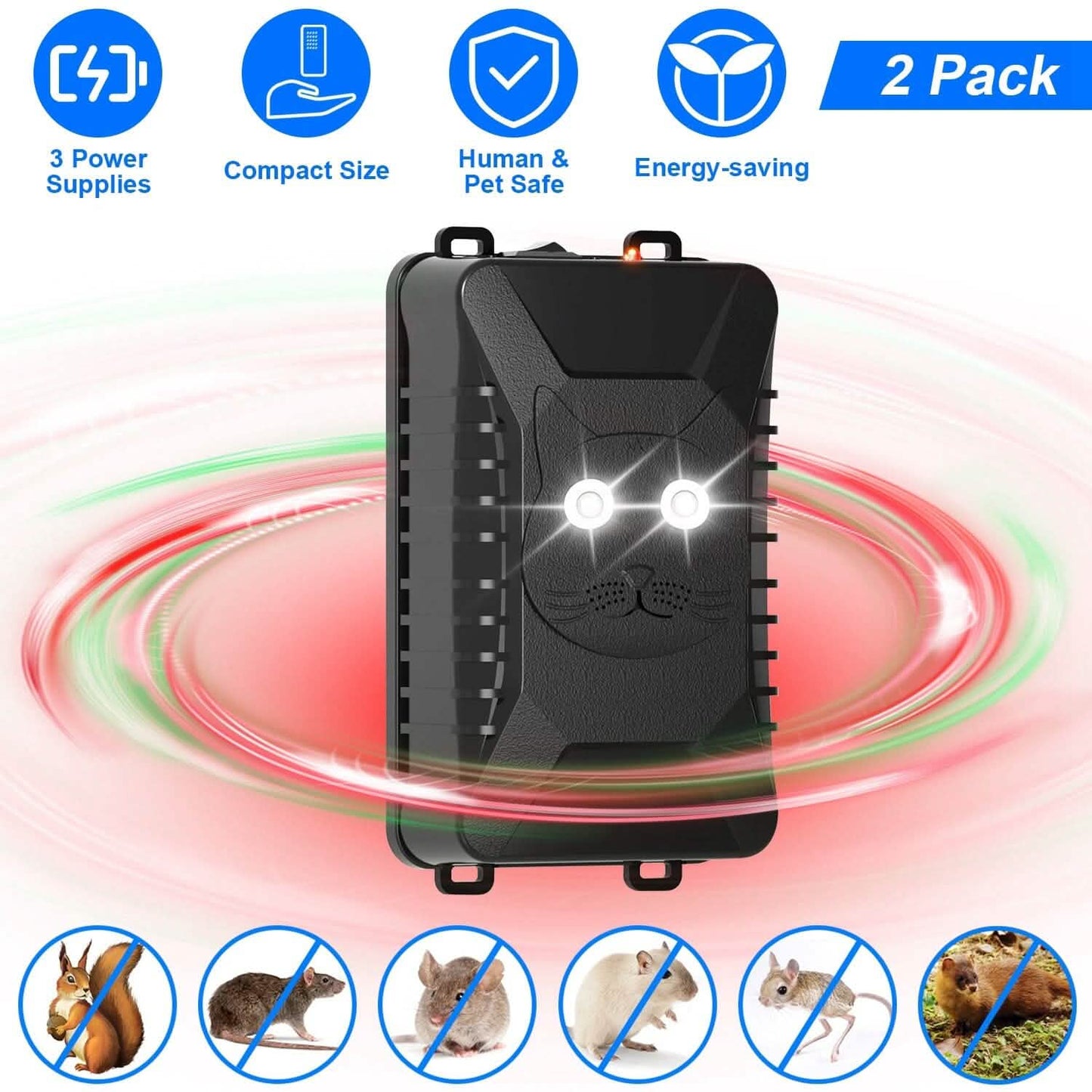 2-Pack: Under Hood Ultrasonic Repellent with 3 Power Supplies Automotive - Tophatter Daily Deals