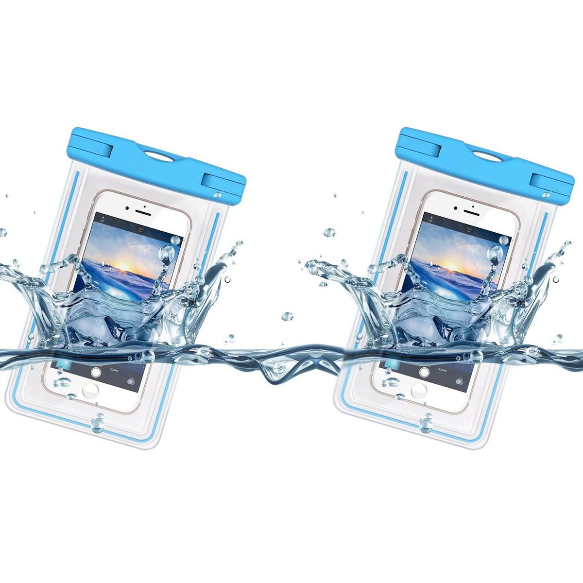 2-Pack: Universal Cell Phone Waterproof Dry Bag Case Blue Phone Cases - Tophatter Daily Deals