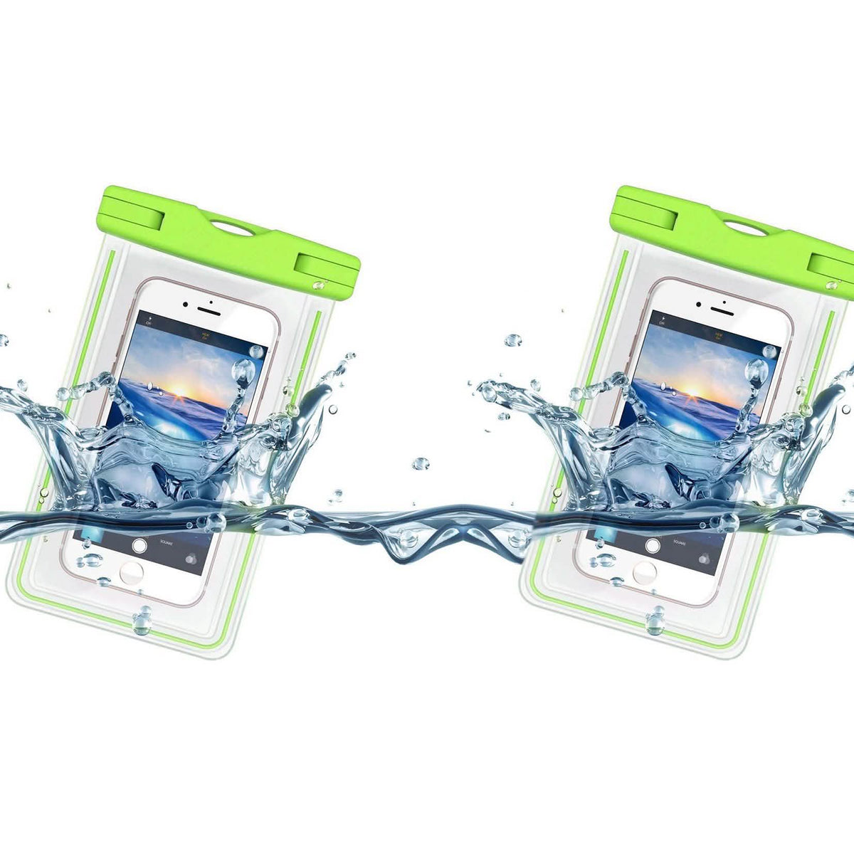 2-Pack: Universal Cell Phone Waterproof Dry Bag Case Green Phone Cases - Tophatter Daily Deals