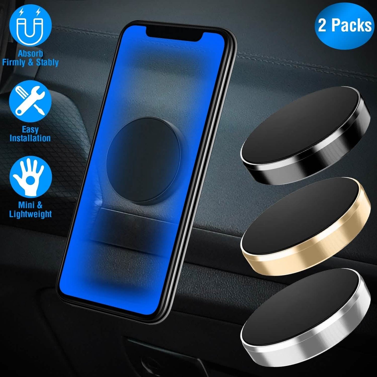 2-Pack: Universal Magnetic Car Mounts Dashboard Automotive - Tophatter Daily Deals