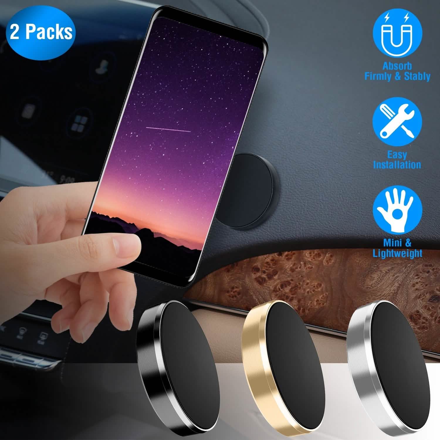 2-Pack: Universal Magnetic Car Mounts Dashboard Automotive - Tophatter Daily Deals