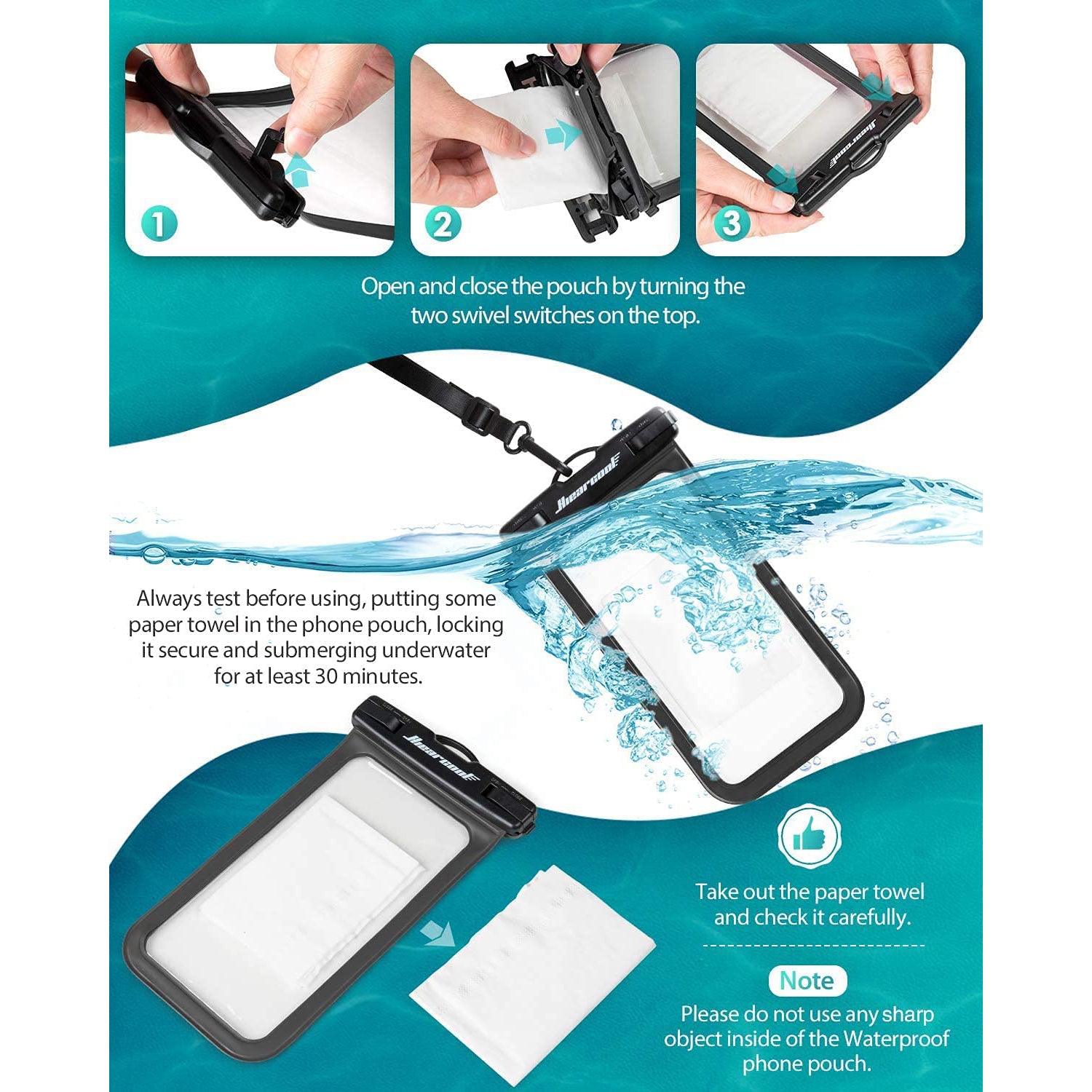 2-Pack: Universal Mobile Phone Waterproof Case Universal Phone Case - Tophatter Daily Deals