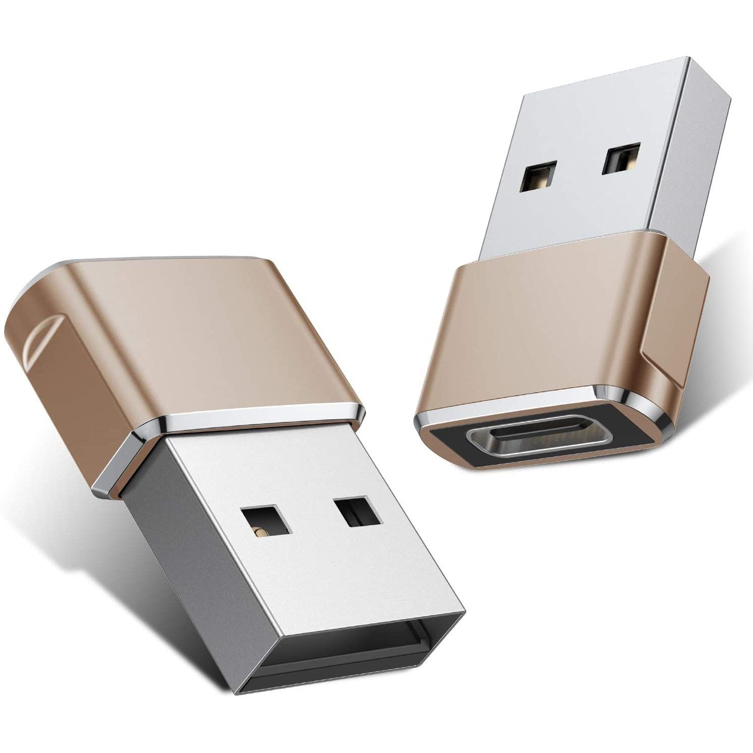 2-Pack: USB C Female to USB Male Adapter Gold USB Adapter - Tophatter Daily Deals