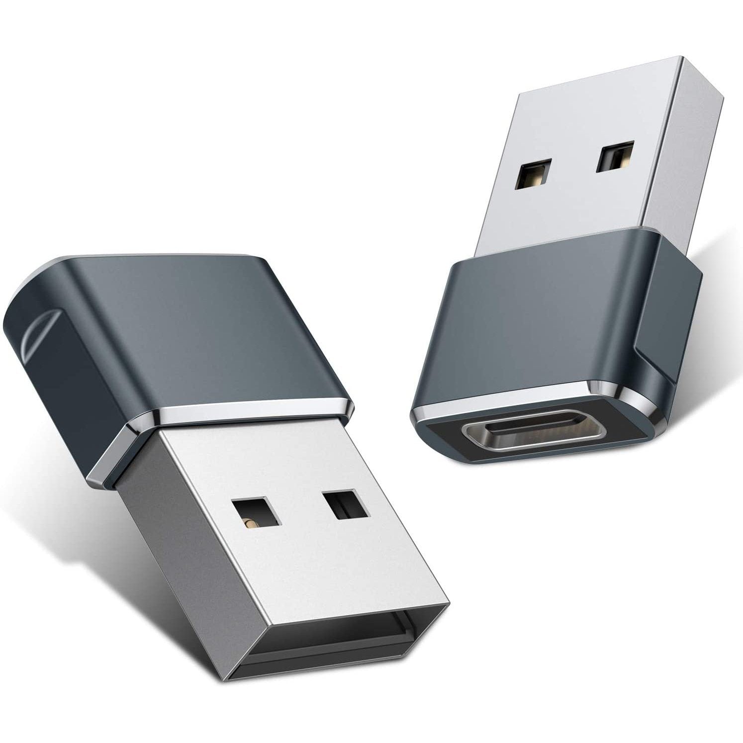 2-Pack: USB C Female to USB Male Adapter Gray USB Adapter - Tophatter Daily Deals