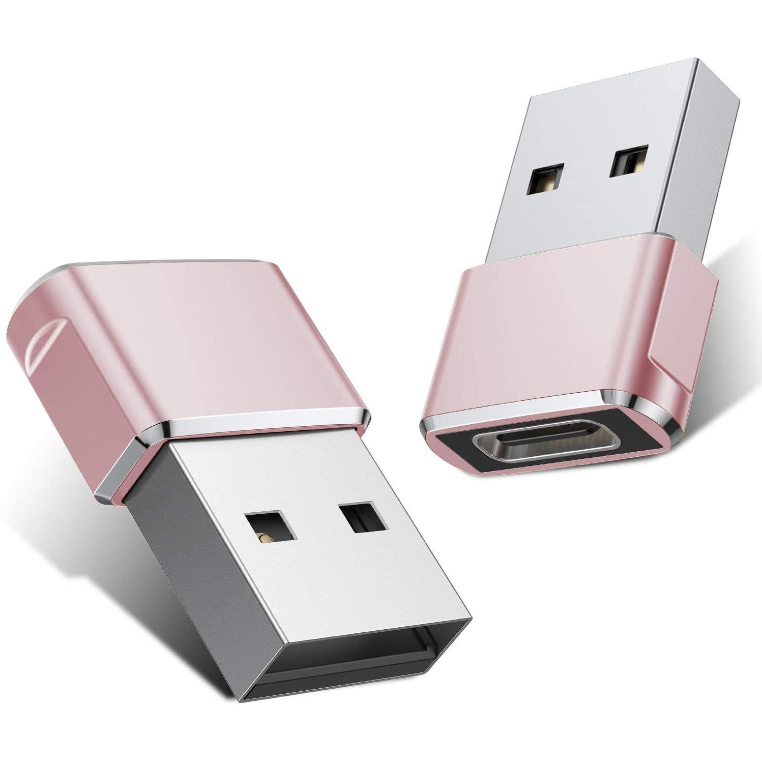 2-Pack: USB C Female to USB Male Adapter Pink USB Adapter - Tophatter Daily Deals