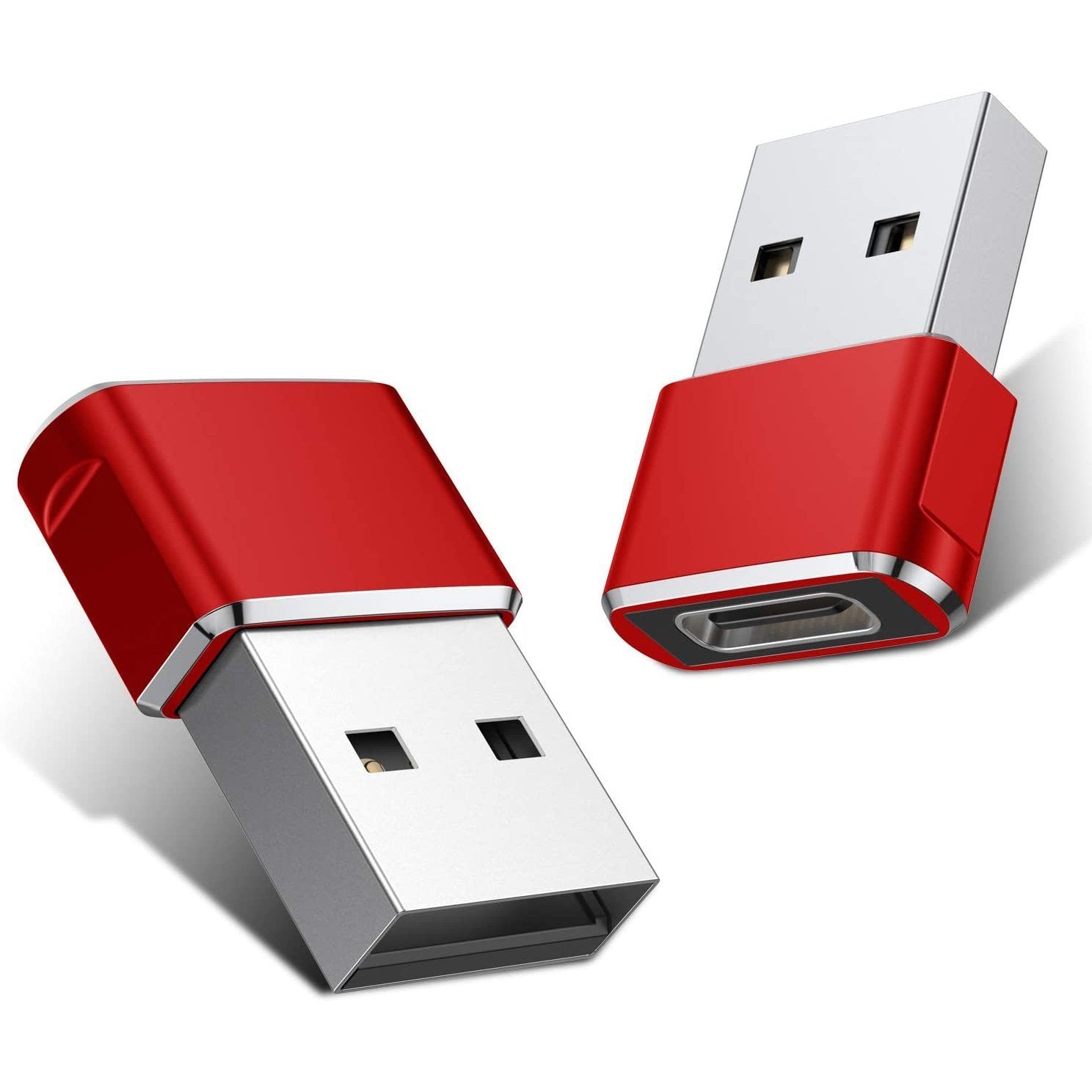 2-Pack: USB C Female to USB Male Adapter Red USB Adapter - Tophatter Daily Deals