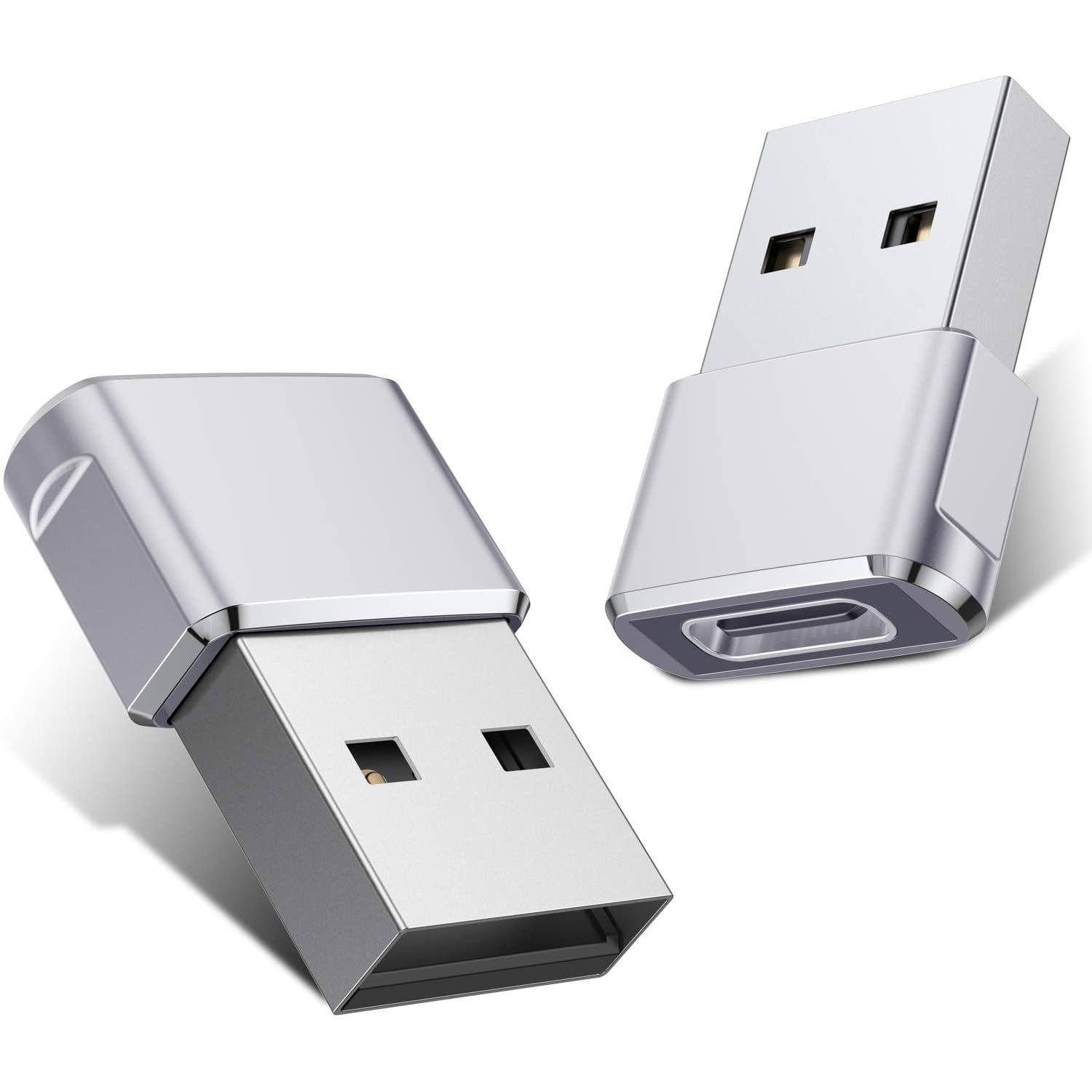 2-Pack: USB C Female to USB Male Adapter Silver USB Adapter - Tophatter Daily Deals