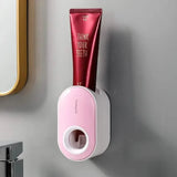 2-Pack: Wall-Mounted Automatic Toothpaste Dispenser Pink Bath - Tophatter Daily Deals