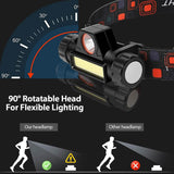 2-Pack: Waterproof Rechargeable Headlamp Outdoor Recreation - Tophatter Daily Deals