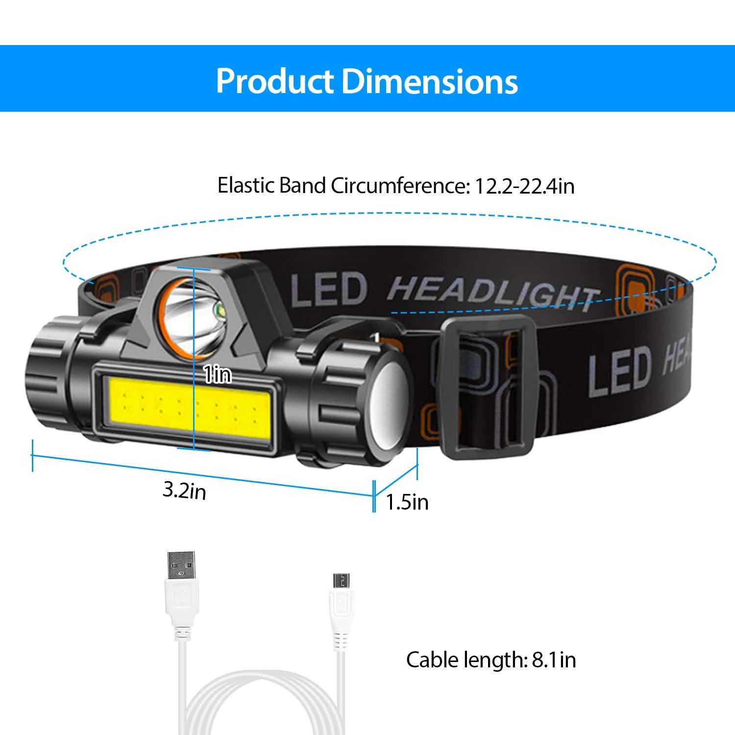 2-Pack: Waterproof Rechargeable Headlamp Outdoor Recreation - Tophatter Daily Deals