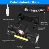 2-Pack: Waterproof Rechargeable Headlamp Outdoor Recreation - Tophatter Daily Deals