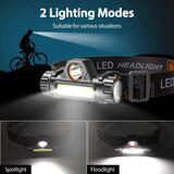 2-Pack: Waterproof Rechargeable Headlamp Outdoor Recreation - Tophatter Daily Deals