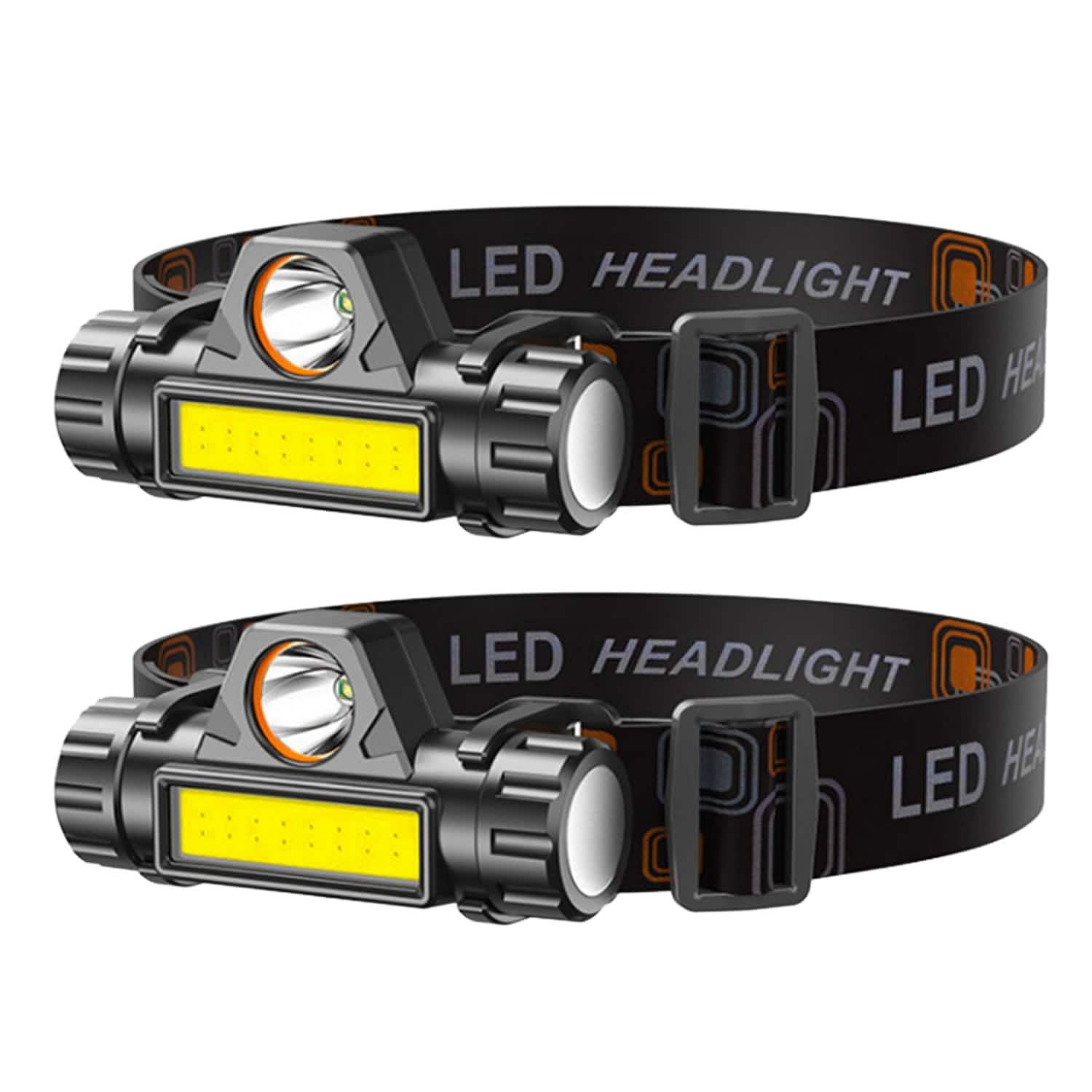 2-Pack: Waterproof Rechargeable Headlamp Outdoor Recreation - Tophatter Daily Deals