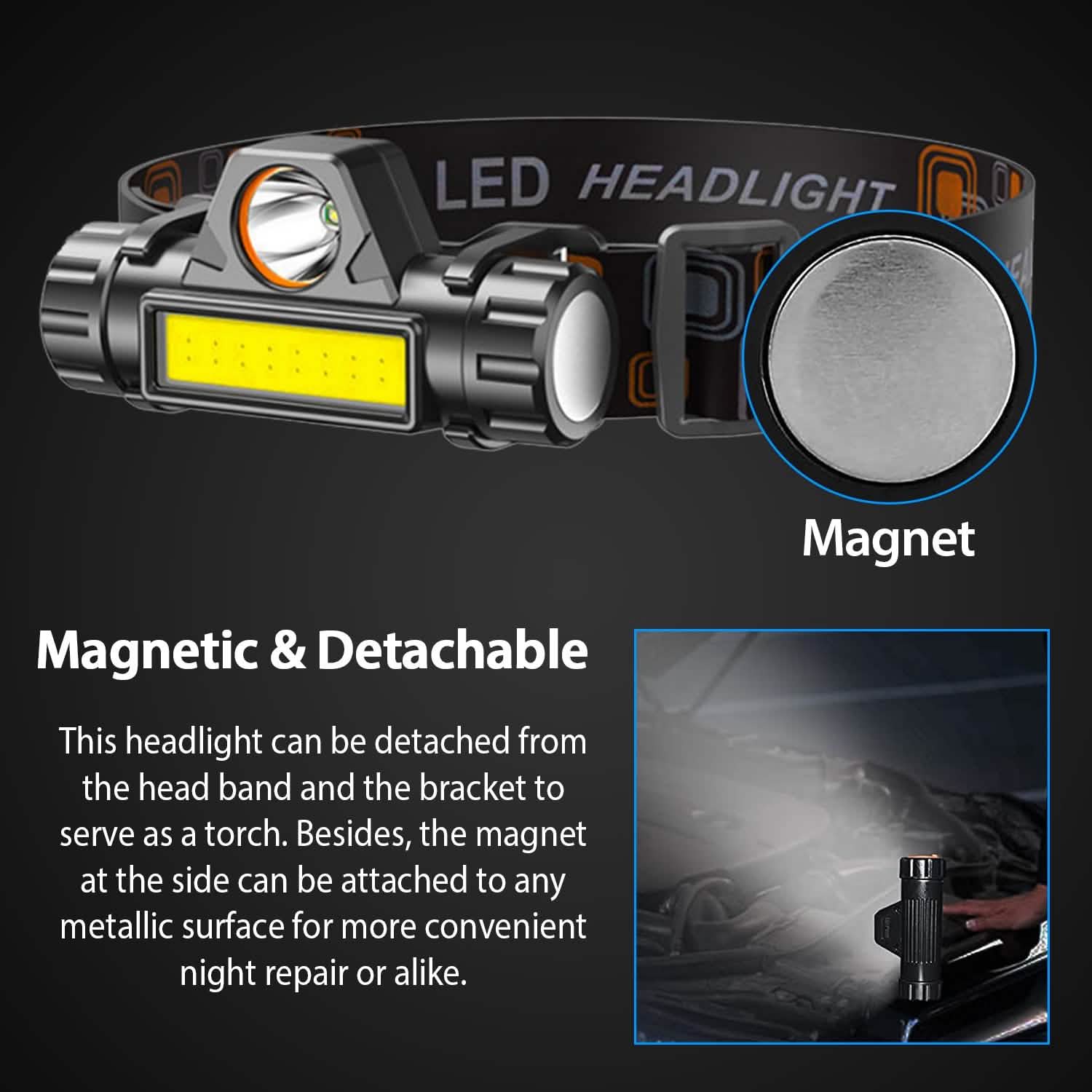 2-Pack: Waterproof Rechargeable Headlamp Outdoor Recreation - Tophatter Daily Deals