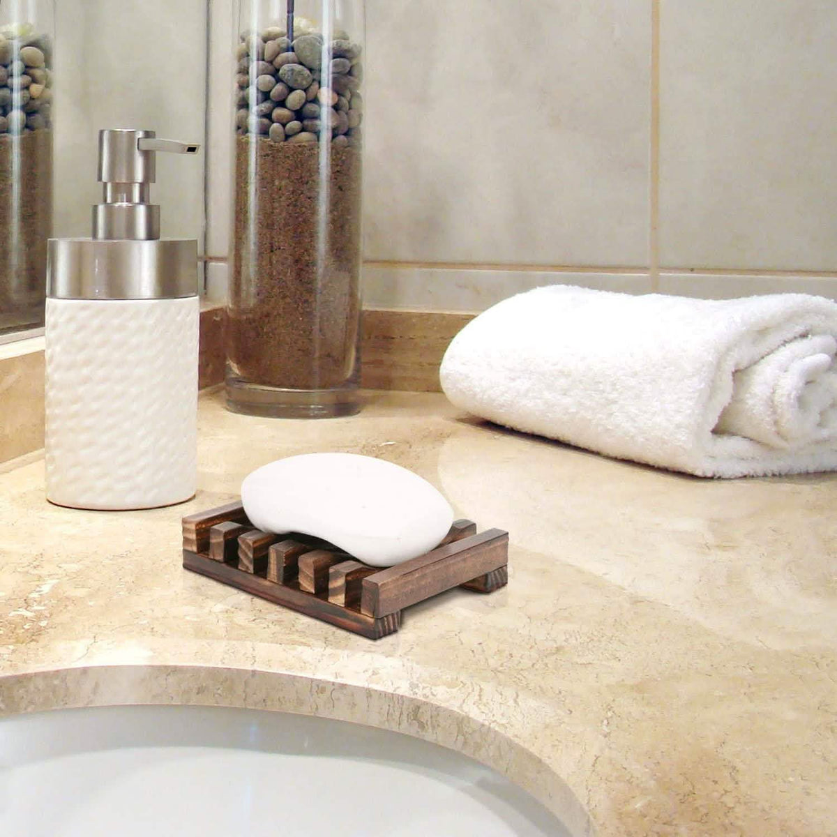 2-Pack: Wooden Soap Tray Bath - Tophatter Daily Deals