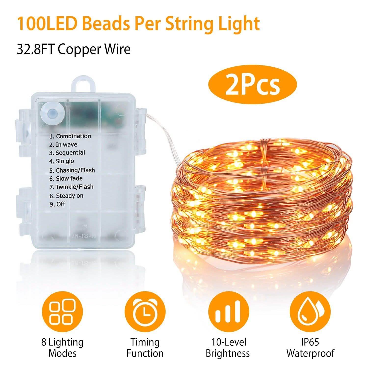 2-Piece: 100LED Beads String Lights String & Fairy Lights - Tophatter Daily Deals