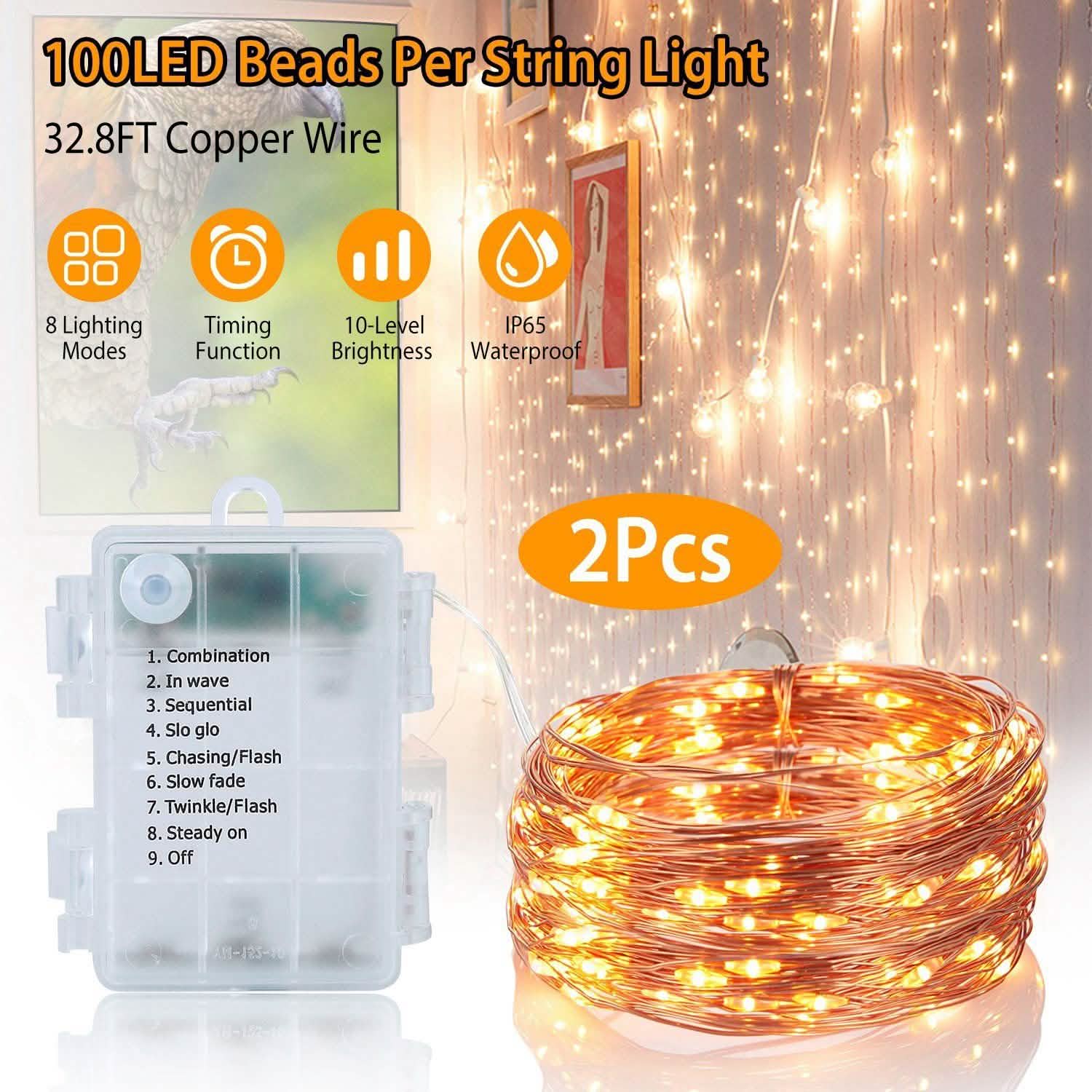 2-Piece: 100LED Beads String Lights String & Fairy Lights - Tophatter Daily Deals