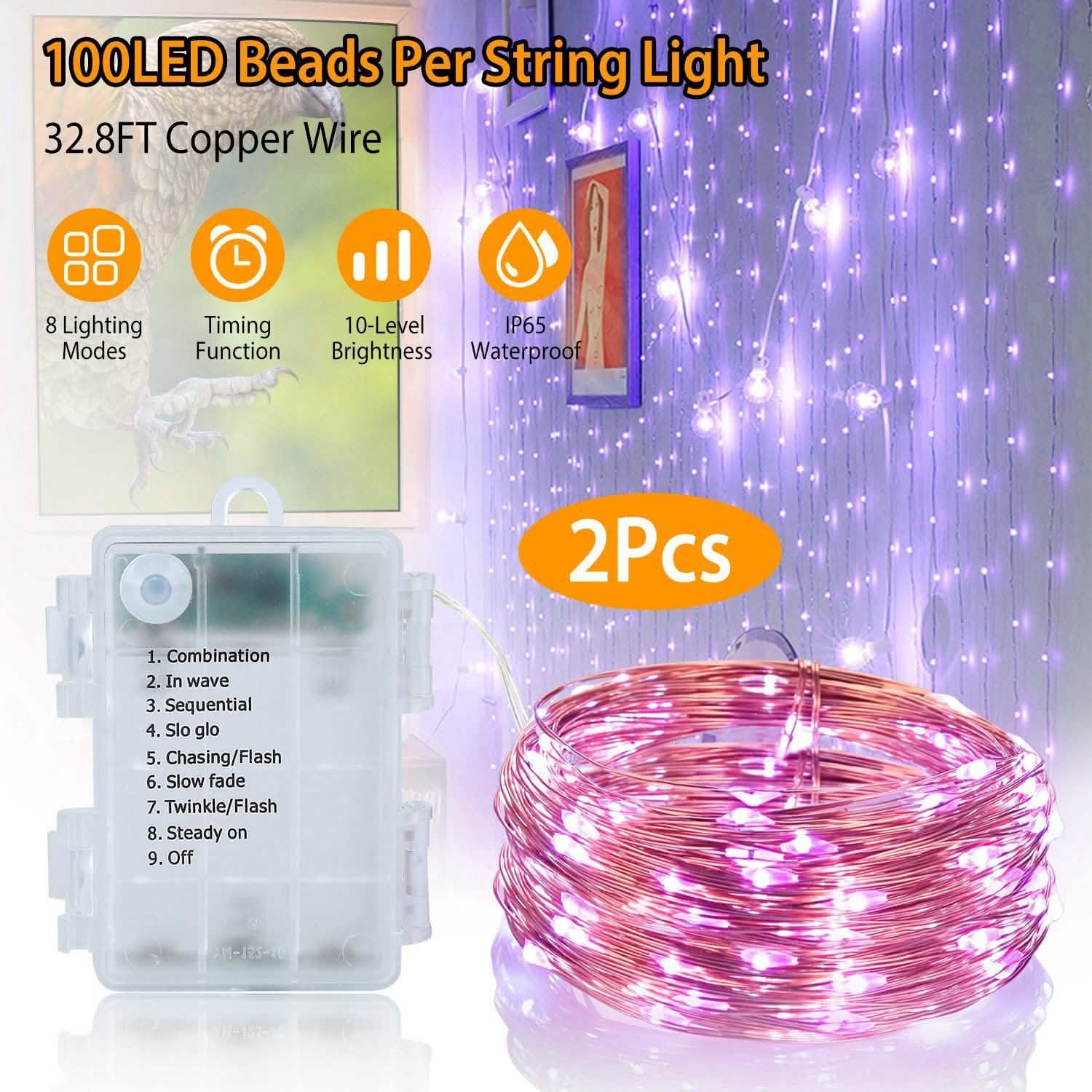 2-Piece: 100LED Beads String Lights String & Fairy Lights - Tophatter Daily Deals