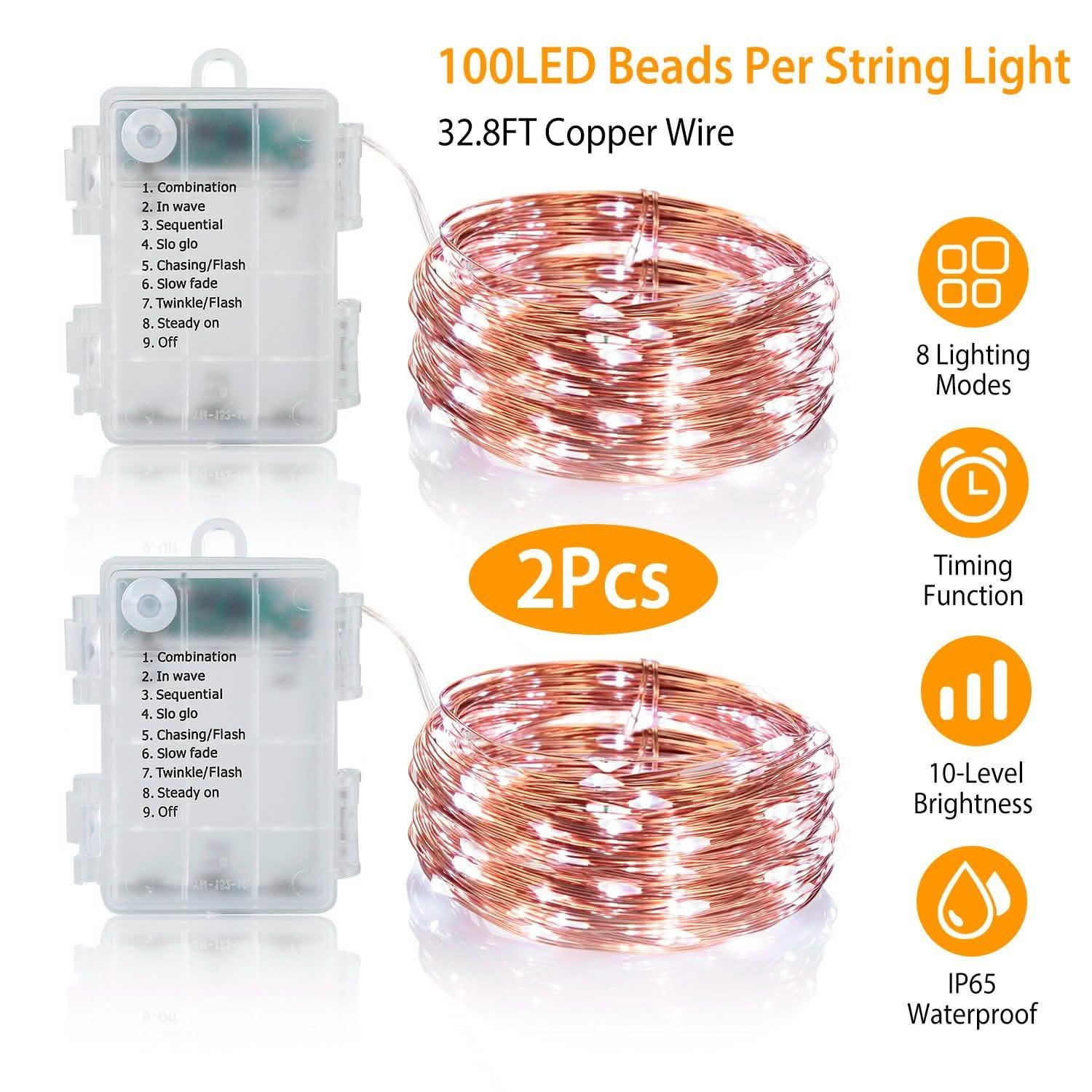 2-Piece: 100LED Beads String Lights String & Fairy Lights - Tophatter Daily Deals