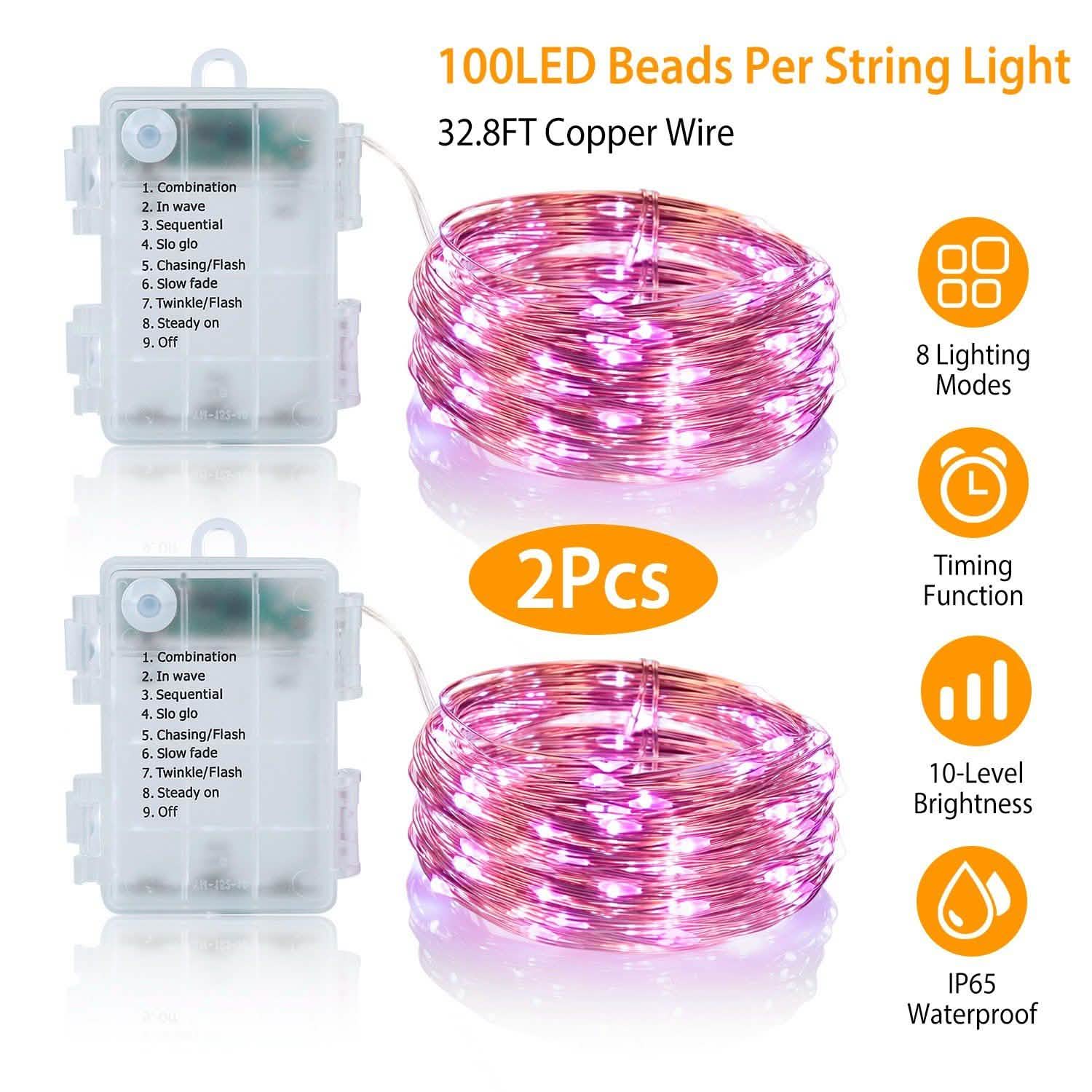 2-Piece: 100LED Beads String Lights String & Fairy Lights - Tophatter Daily Deals