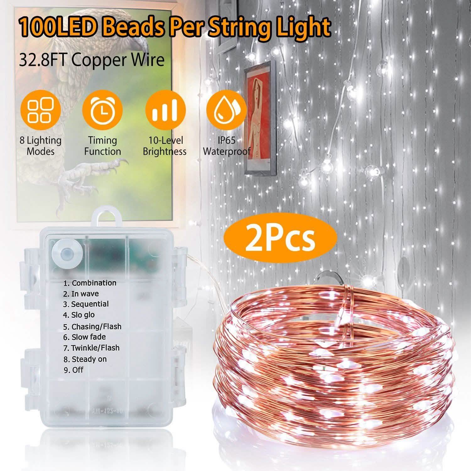 2-Piece: 100LED Beads String Lights String & Fairy Lights - Tophatter Daily Deals