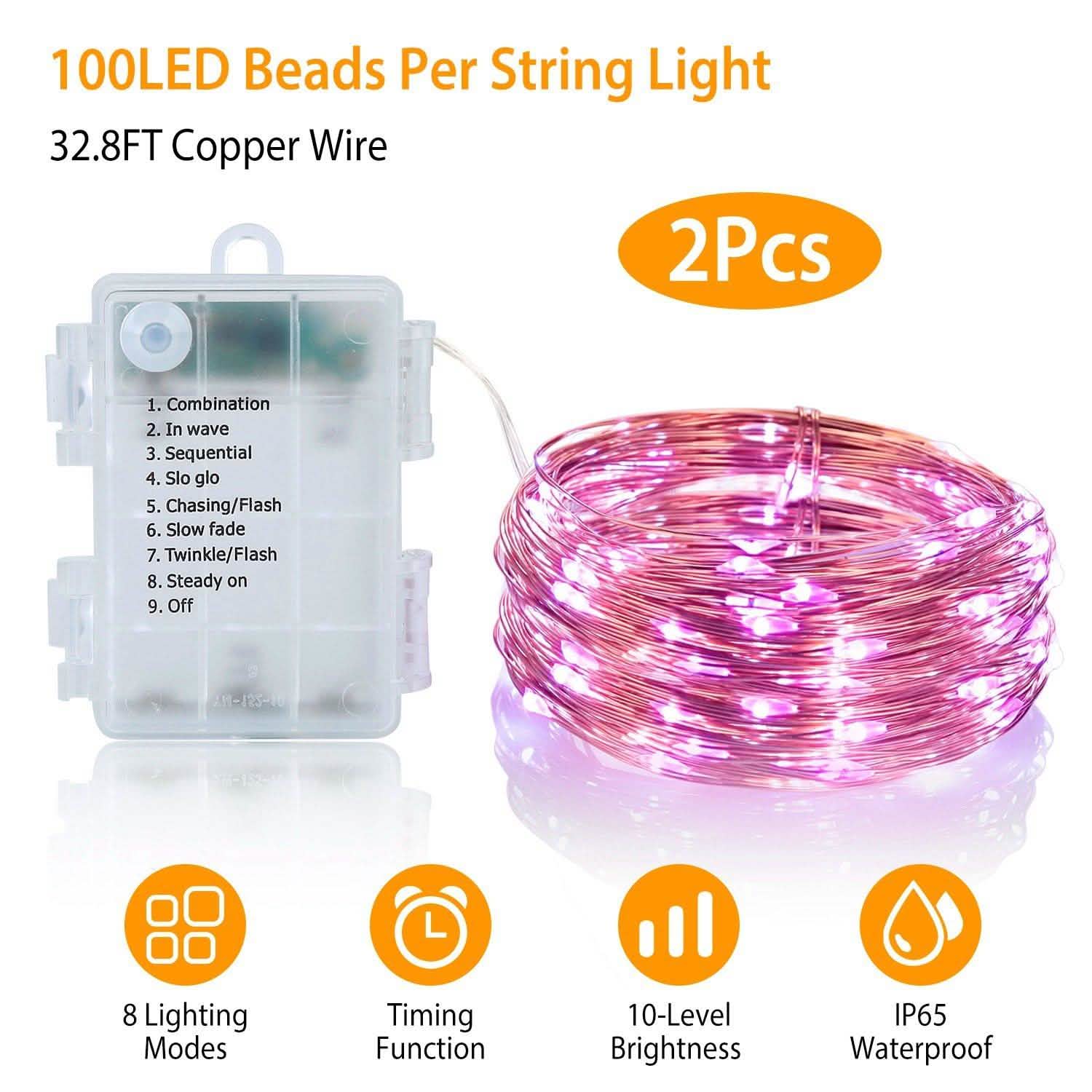 2-Piece: 100LED Beads String Lights String & Fairy Lights - Tophatter Daily Deals