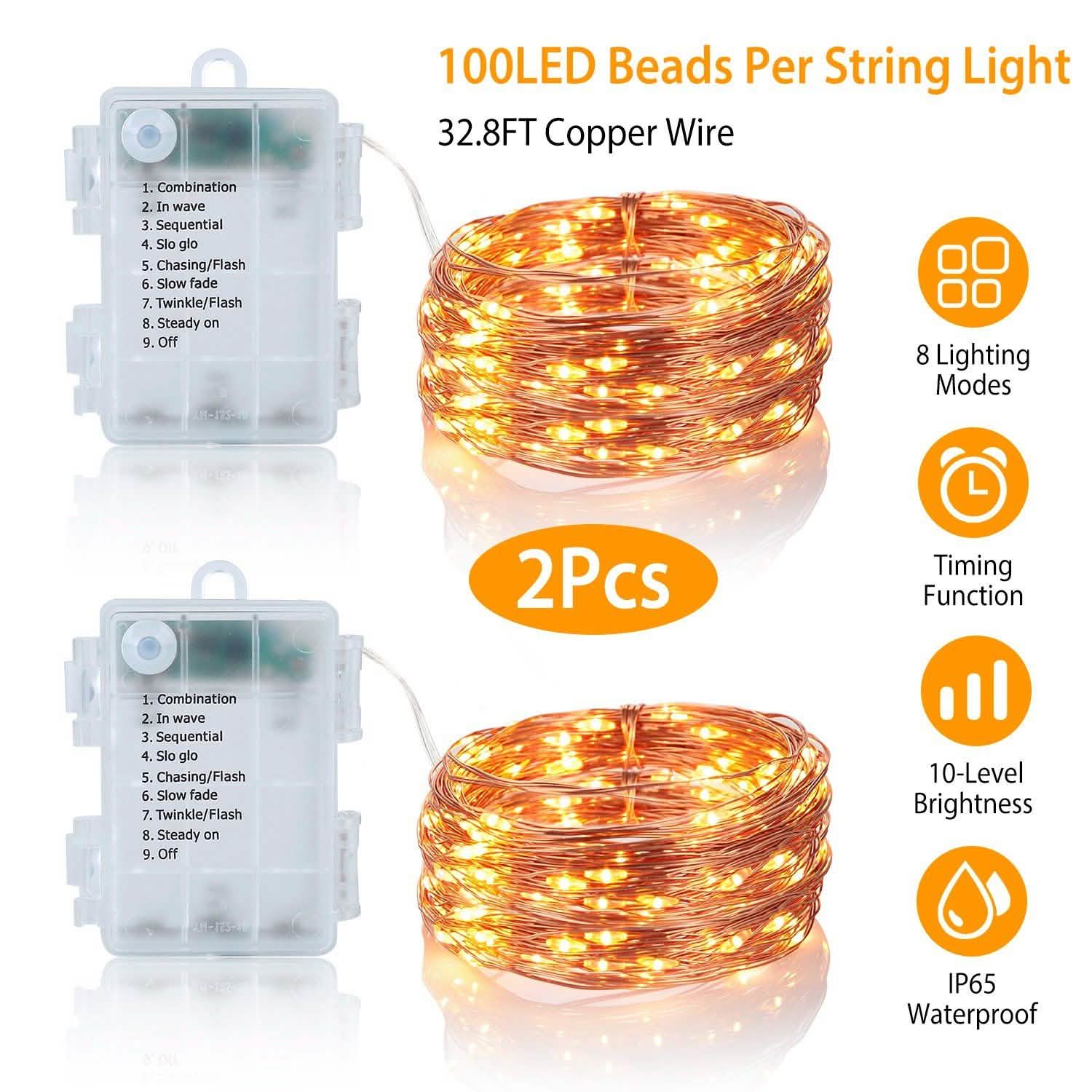 2-Piece: 100LED Beads String Lights String & Fairy Lights - Tophatter Daily Deals