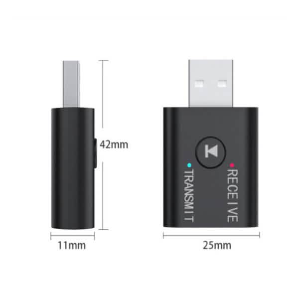2-Piece: 2-in-1 USB Wireless Bluetooth Adapter 5.0 Transmitter Audio Accessories - Tophatter Daily Deals