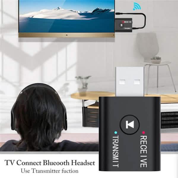 2-Piece: 2-in-1 USB Wireless Bluetooth Adapter 5.0 Transmitter Audio Accessories - Tophatter Daily Deals