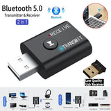 2-Piece: 2-in-1 USB Wireless Bluetooth Adapter 5.0 Transmitter Audio Accessories - Tophatter Daily Deals