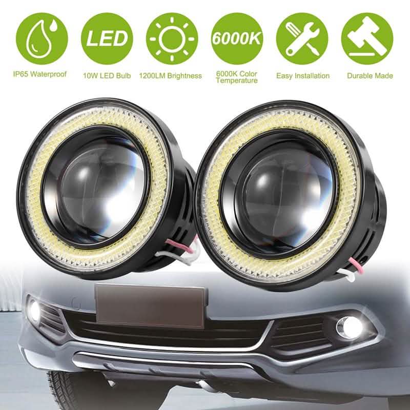 2-Piece: 2.5" Auto COB LED Fog Light Automotive - Tophatter Daily Deals