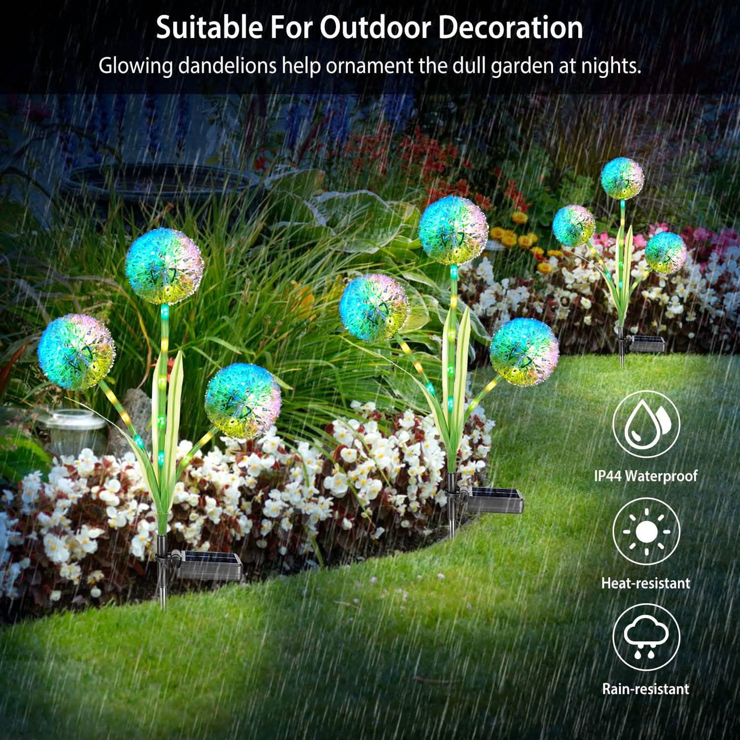 2-Piece: 36 LED Dandelion Solar Lights Outdoor Lighting - Tophatter Daily Deals
