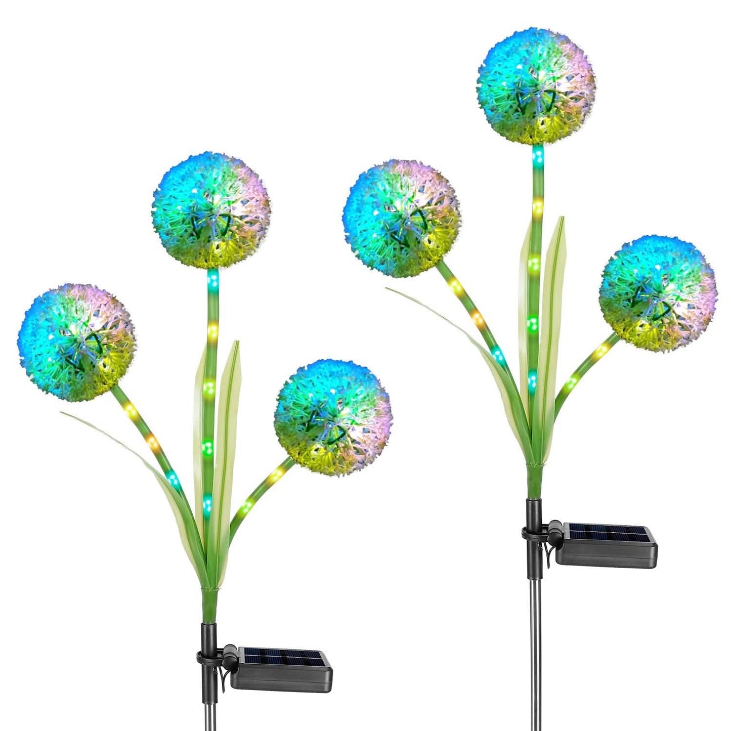 2-Piece: 36 LED Dandelion Solar Lights Outdoor Lighting - Tophatter Daily Deals