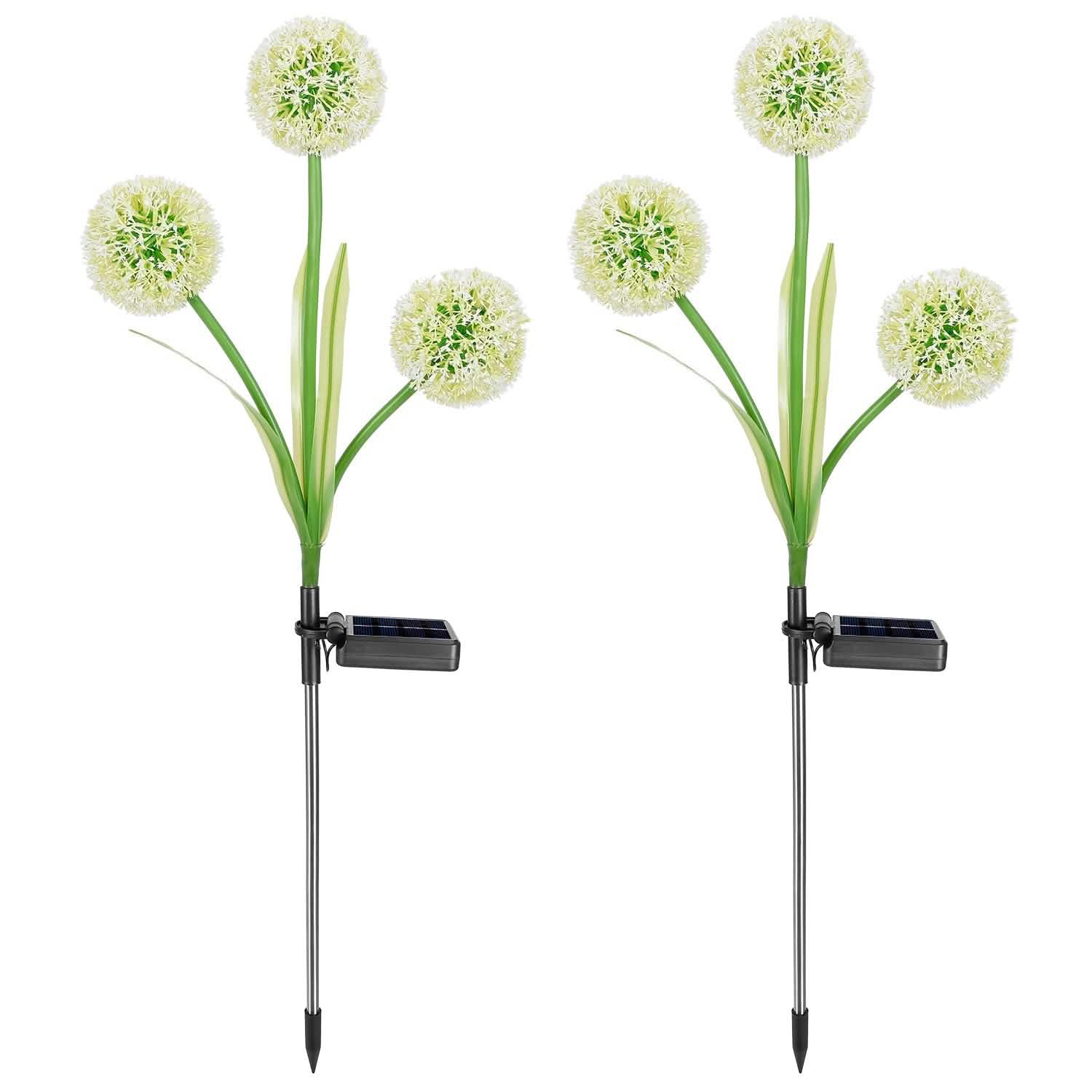2-Piece: 36 LED Dandelion Solar Lights Outdoor Lighting - Tophatter Daily Deals